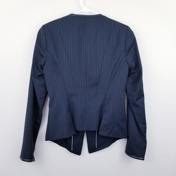 WHBM | Black Wool Blend Chalk Stripe Blazer Jacket - Picture 5 of 8